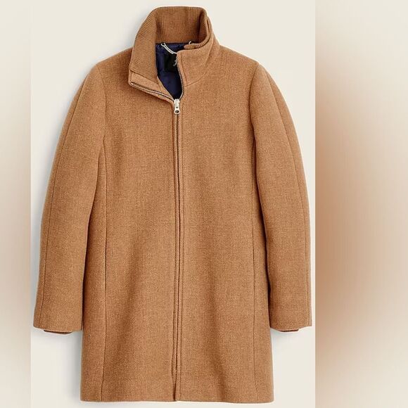 Jcrew Camel Tan  Lodge coat in Italian stadium-cloth wool Large/ Us 10 - Picture 7 of 15